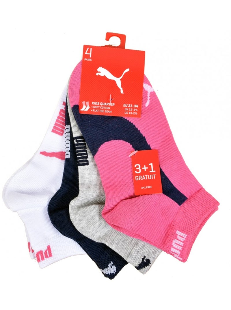 Calzini Bambino PUMA Fantasmini 2 Terzi QUARTER - Confezione da 4 Multicolore - Kiabi