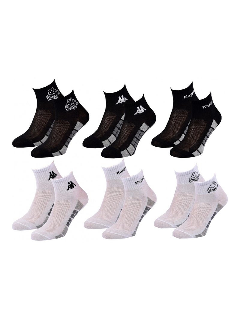 Calzini Bambino QUARTER KAPPA - Confezione da 6 Nero Bianco Grigio - Kiabi