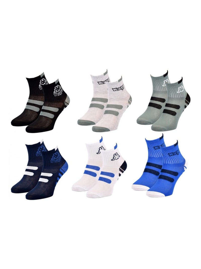 Calzini Bambino QUARTER KAPPA - Confezione da 6 Nero Grigio antracite Blu - Kiabi