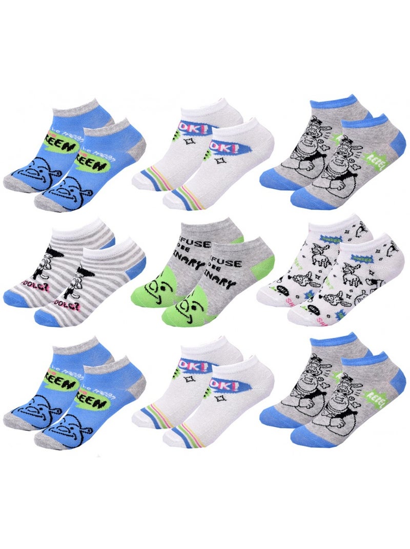 Calzini Bambino SHREK - Confezione da 9 Blu Bianco Nero Grigio - Kiabi