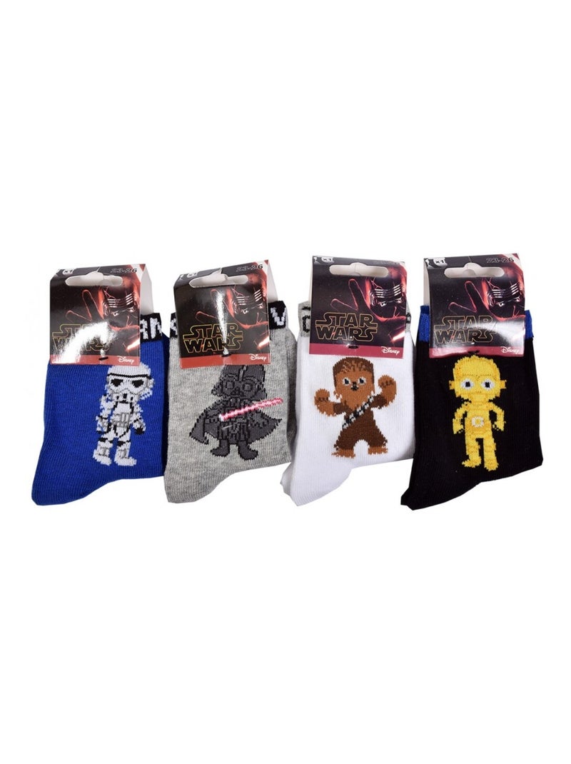 Calzini Bambino STAR WARS - Confezione da 4 Blu Bianco Nero Grigio - Kiabi
