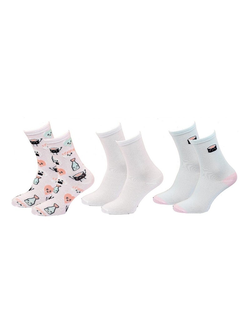 Calzini Bambino TWINDAY - Confezione da 6 Bianco Rosa chiaro Blu - Kiabi