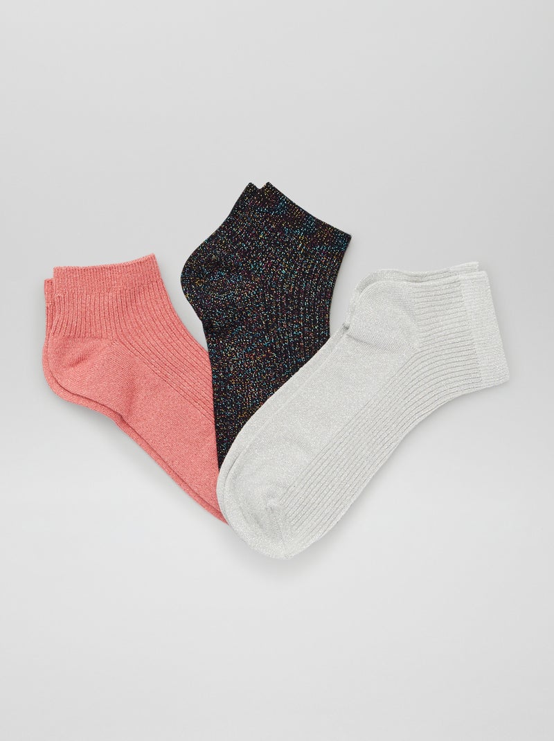 Calzini con paillettes - Set di 3 ROSA - Kiabi