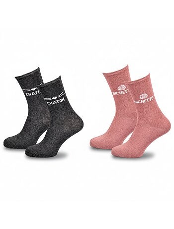 Calzini con paillettes da donna con messaggio divertente Confezione da 2 paia