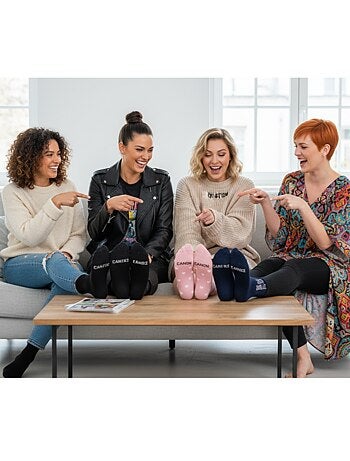 Calzini con paillettes da donna con messaggio divertente Confezione da 4 paia