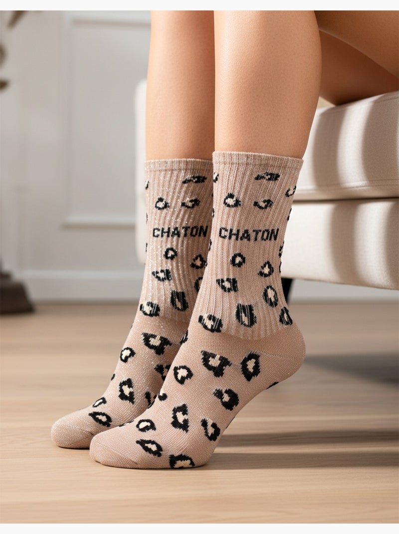 Calzini con paillettes da donna con messaggio divertente Confezione da 4 paia Nero Marrone - Kiabi