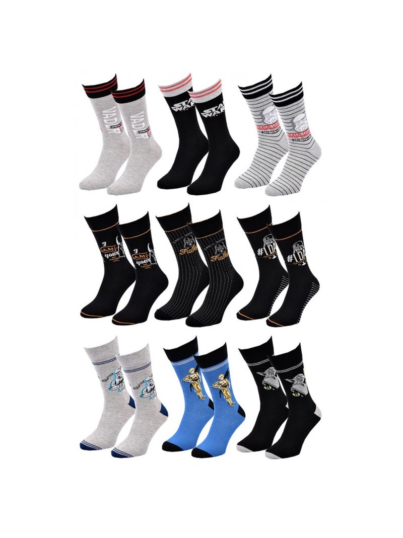 Calzini Confezione Regalo Uomo LICENCE - Confezione da 9 Grigio giallo blu - Kiabi
