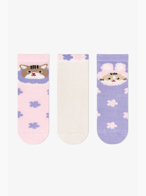 Calzini corti bambina feel better con stampa gatto, 2 paia penti - Kiabi