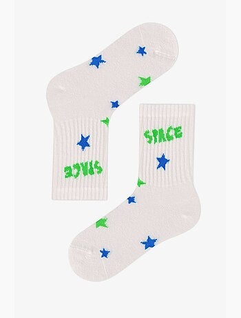 Calzini corti con stampa astro bunny star in cotone, 3 paia penti