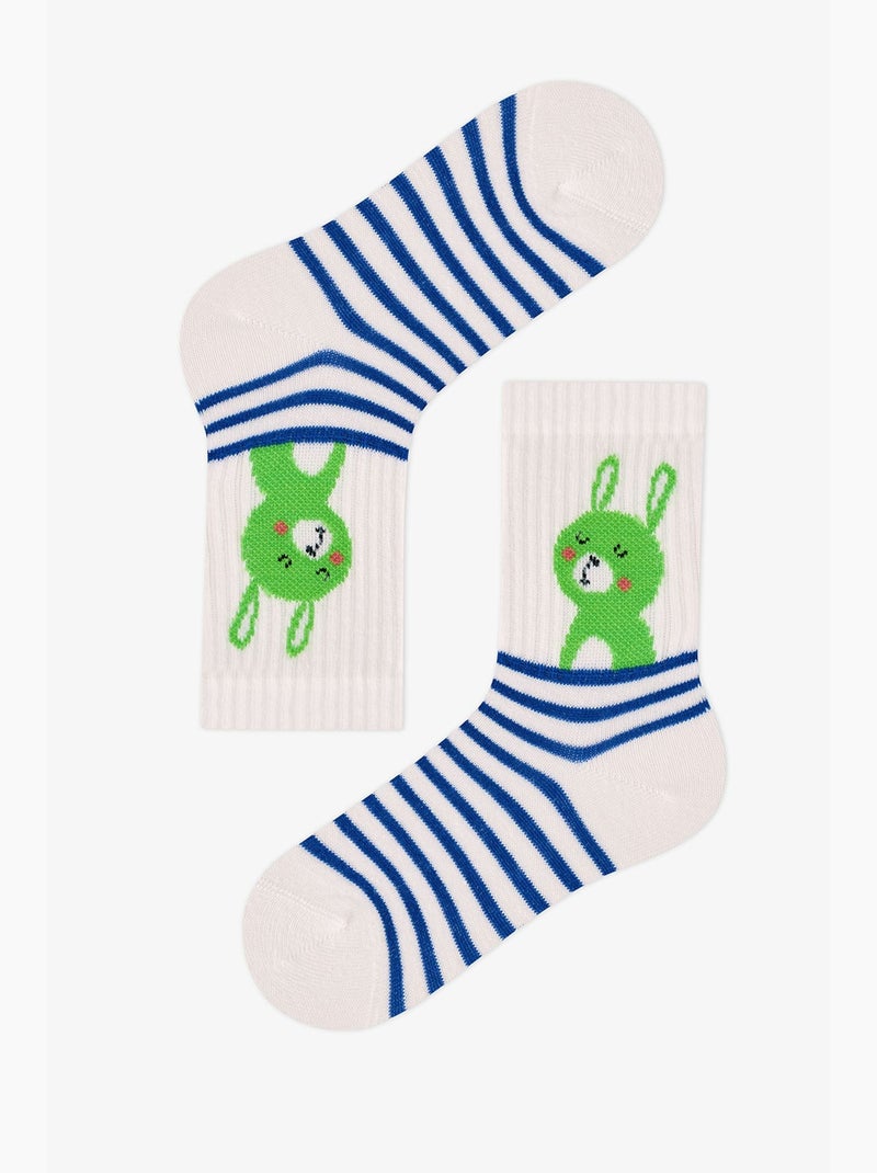 Calzini corti con stampa astro bunny star in cotone, 3 paia penti Bianco Blu - Kiabi