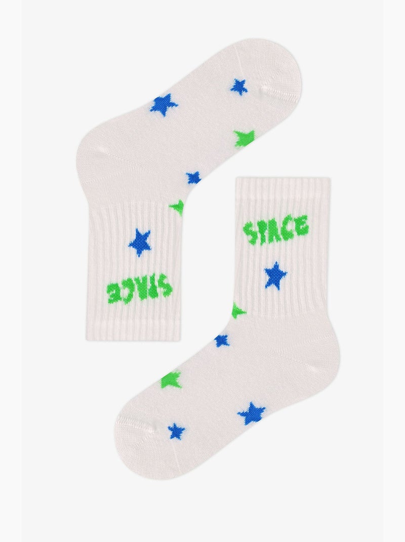 Calzini corti con stampa astro bunny star in cotone, 3 paia penti Bianco Blu - Kiabi