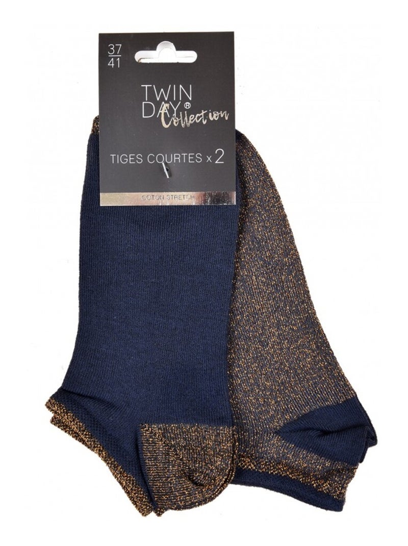 Calzini Corti donna TWINDAY - Confezione da 4 Blu dorato - Kiabi