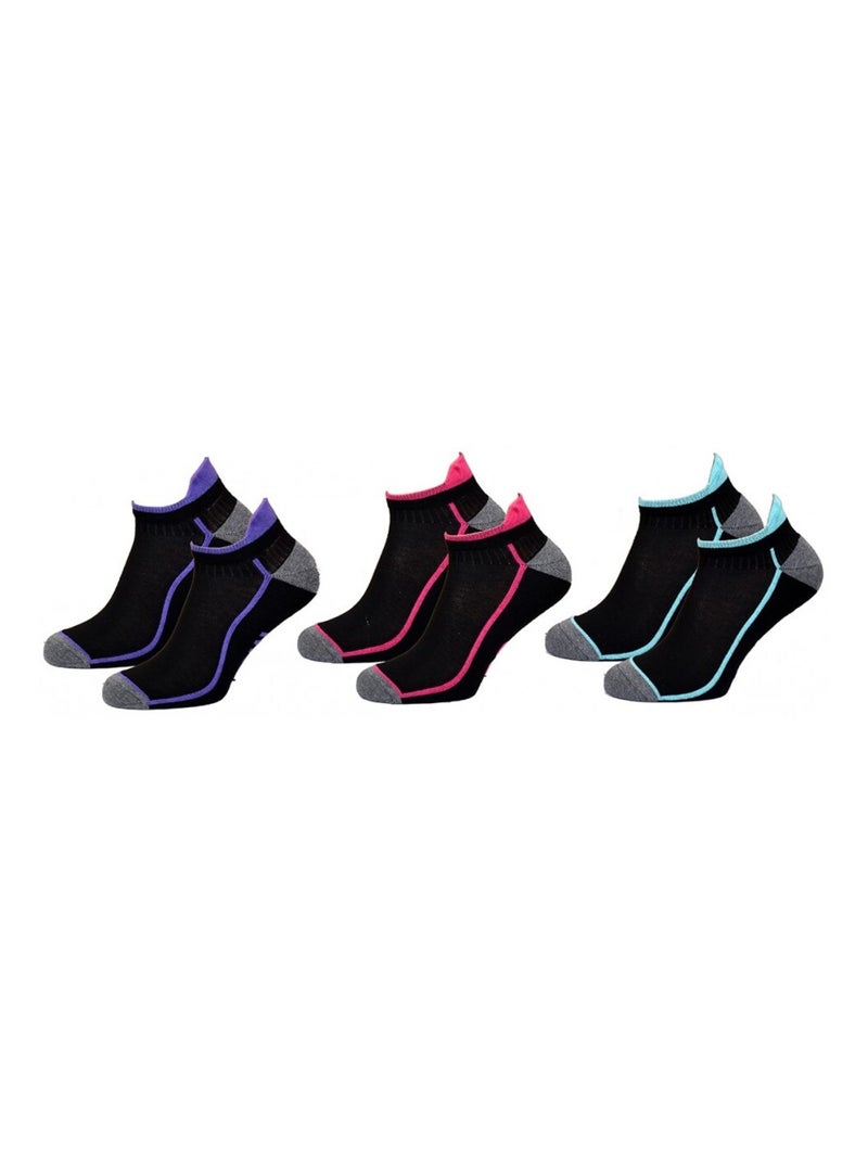 Calzini Corti donna TWINDAY - Confezione da 6 Nero Multicolore - Kiabi