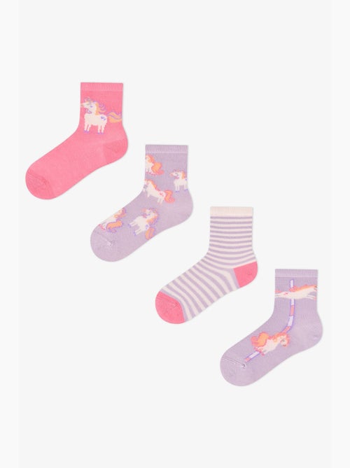 Calzini corti doppi in cotone unicorn carousel bambina penti - Kiabi