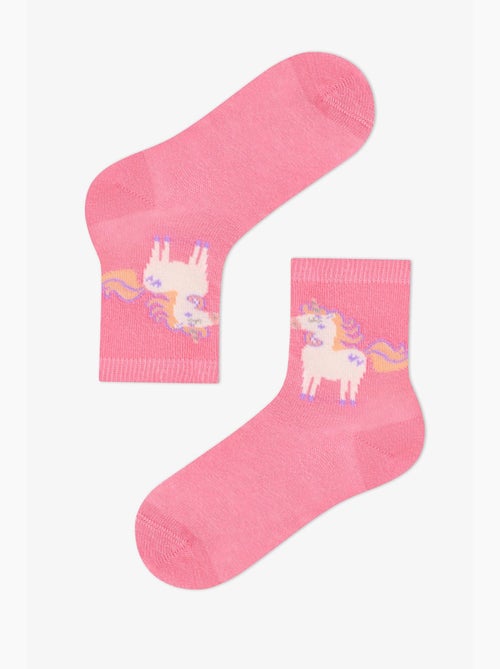 Calzini corti doppi in cotone unicorn carousel bambina penti - Kiabi