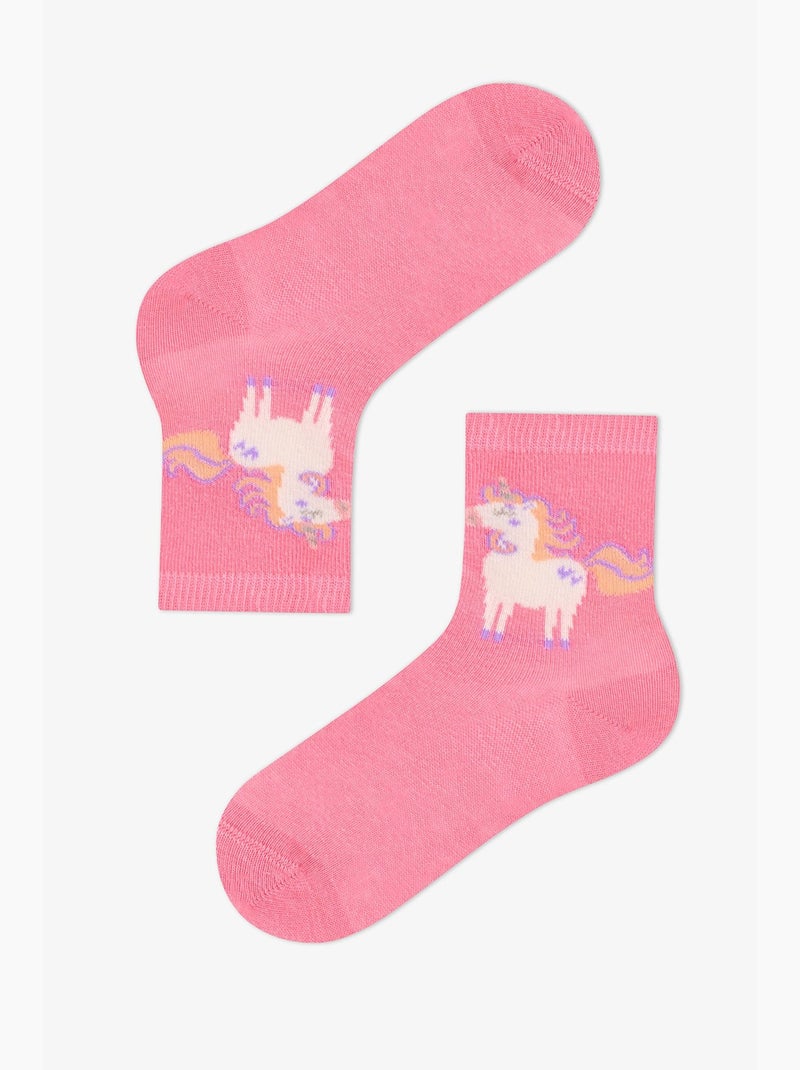 Calzini corti doppi in cotone unicorn carousel bambina penti Viola/Rosa - Kiabi