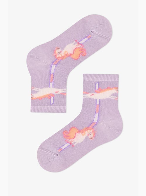 Calzini corti doppi in cotone unicorn carousel bambina penti - Kiabi