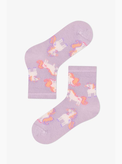 Calzini corti doppi in cotone unicorn carousel bambina penti - Kiabi