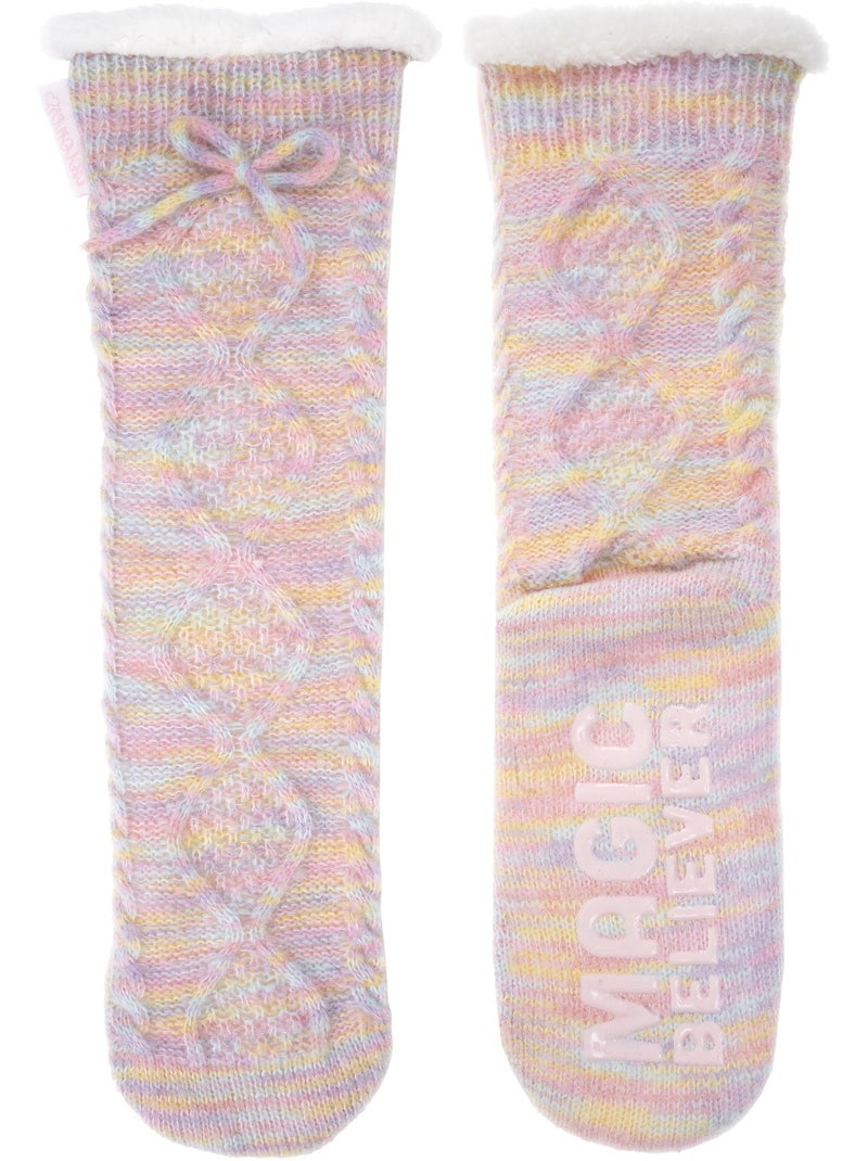 Calzini da camera foderato, antiscivolo donna Rosa pastello/Rosa chiaro/Bianco/Giallo pastello - Kiabi