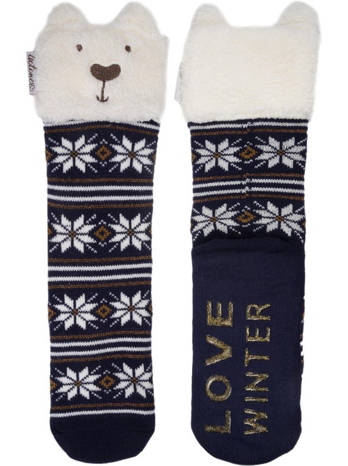 Calzini da camera in rete, foderato in sherpa, antiscivolo donna Isotoner - Kiabi