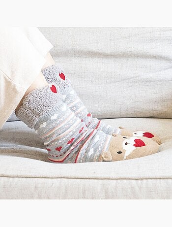 Calzini da camera in rete, foderato in sherpa, antiscivolo donna Isotoner