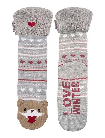 Calzini da camera in rete, foderato in sherpa, antiscivolo donna Isotoner