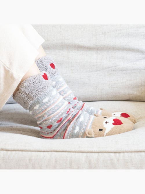 Calzini da camera in rete, foderato in sherpa, antiscivolo donna Isotoner - Kiabi