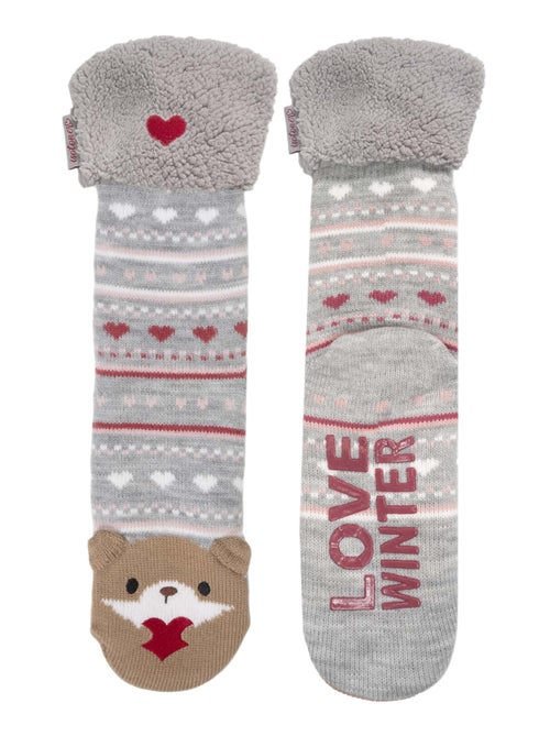 Calzini da camera in rete, foderato in sherpa, antiscivolo donna Isotoner - Kiabi