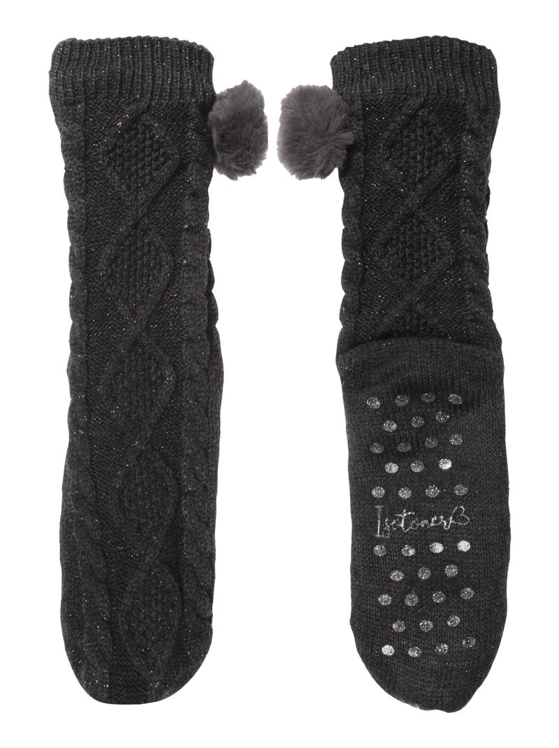 Calzini da camera Maglia lurex ritorta - Puntini antiscivolo donna Isotoner Grigio scuro - Kiabi