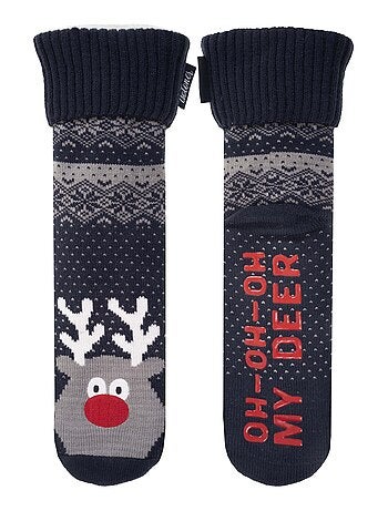 Calzini da camera rete/sherpa - Puntini antiscivolo uomo Isotoner