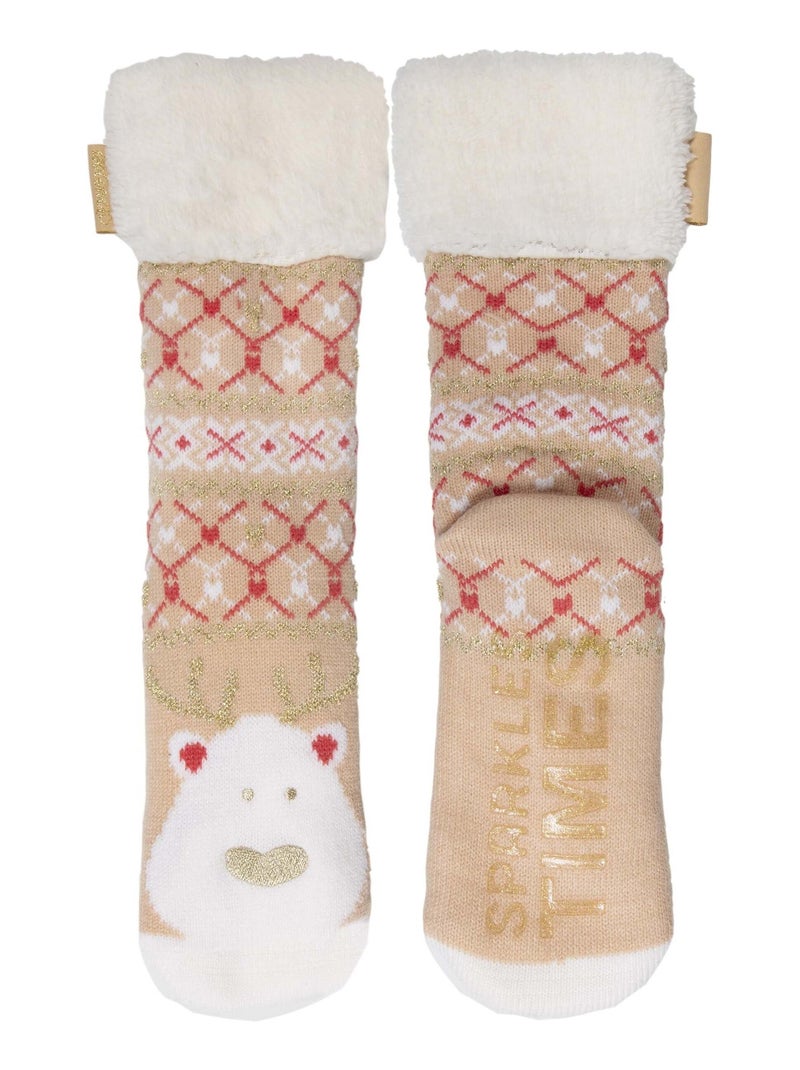 Calzini da camera suole ultraconfortevoli e leggere con borchie antiscivolo donna Isotoner Beige - Kiabi