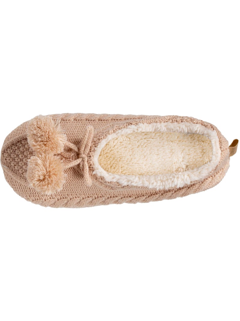 Calzini da camera suole ultraconfortevoli in pelle scamosciata con borchie donna Beige - Kiabi