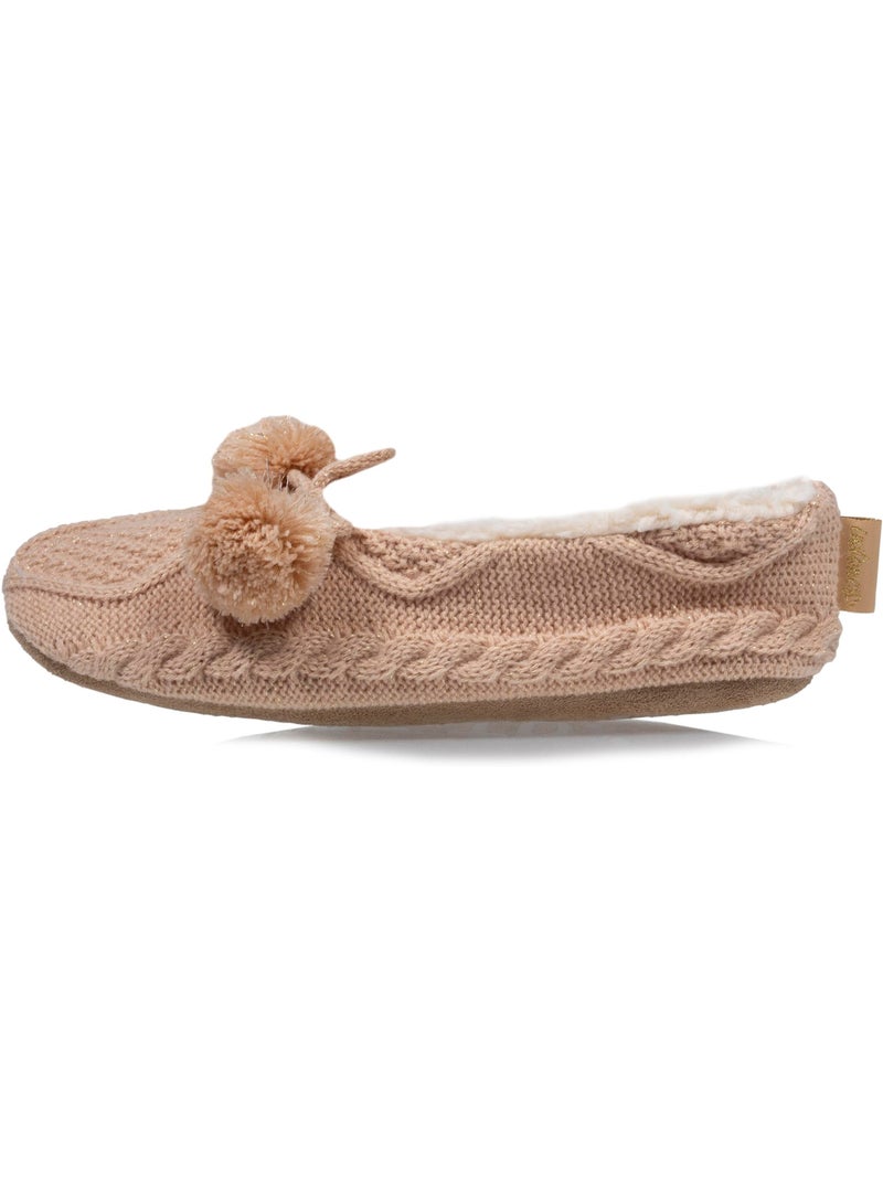 Calzini da camera suole ultraconfortevoli in pelle scamosciata con borchie donna Beige - Kiabi