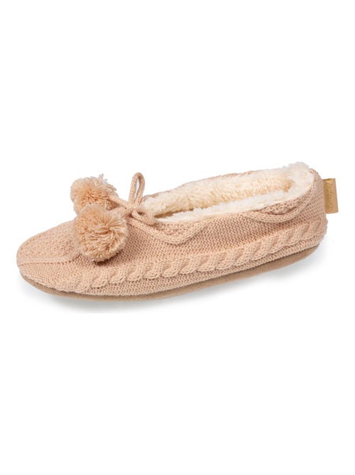 Calzini da camera suole ultraconfortevoli in pelle scamosciata con borchie donna Isotoner - Kiabi