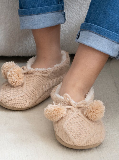 Calzini da camera suole ultraconfortevoli in pelle scamosciata con borchie donna Isotoner - Kiabi