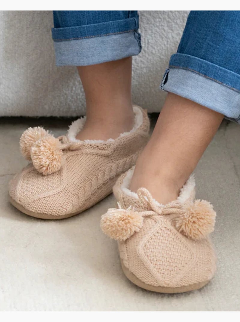 Calzini da camera suole ultraconfortevoli in pelle scamosciata con borchie donna Isotoner Beige - Kiabi