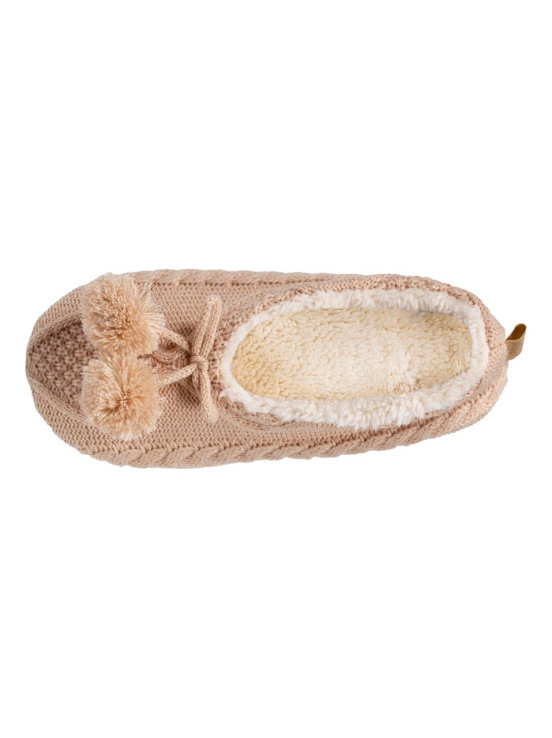 Calzini da camera suole ultraconfortevoli in pelle scamosciata con borchie donna Isotoner Beige - Kiabi