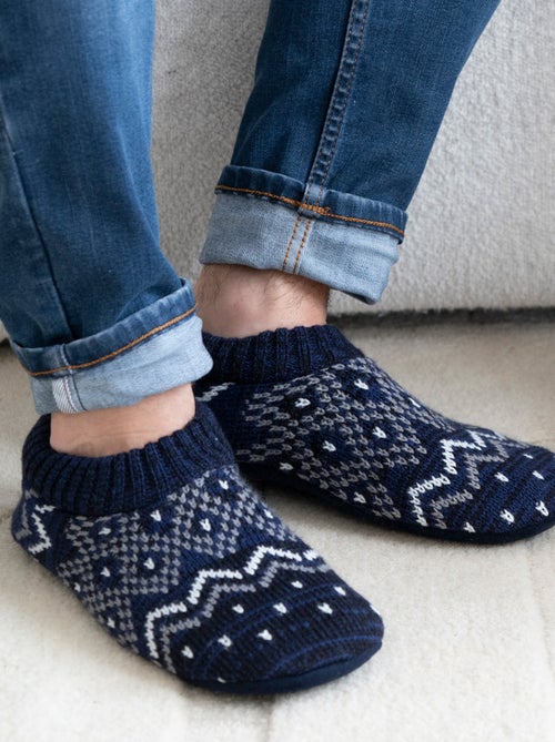 Calzini da camera suole ultraconfortevoli in pelle scamosciata con borchie uomo Isotoner - Kiabi