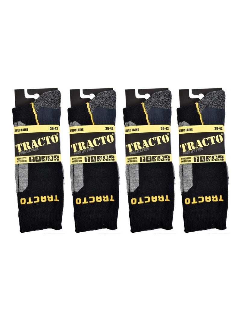 Calzini da Lavoro TRACTO Qualità Pro - Confezione da 4 Nero Giallo Grigio - Kiabi