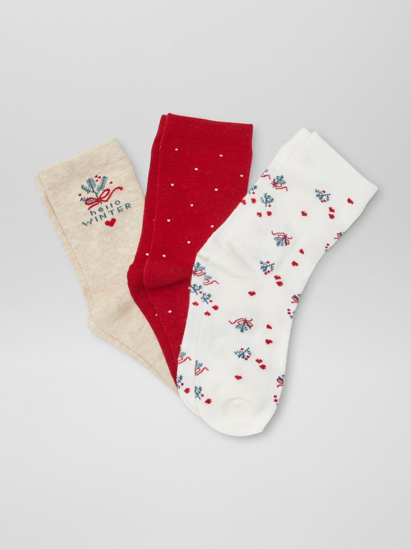 Calzini di Natale - set di 3 paia ROSSO - Kiabi