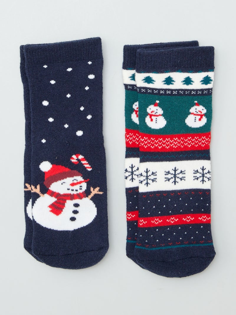 Calzini di Natale antiscivolo - set di 2 BLU - Kiabi