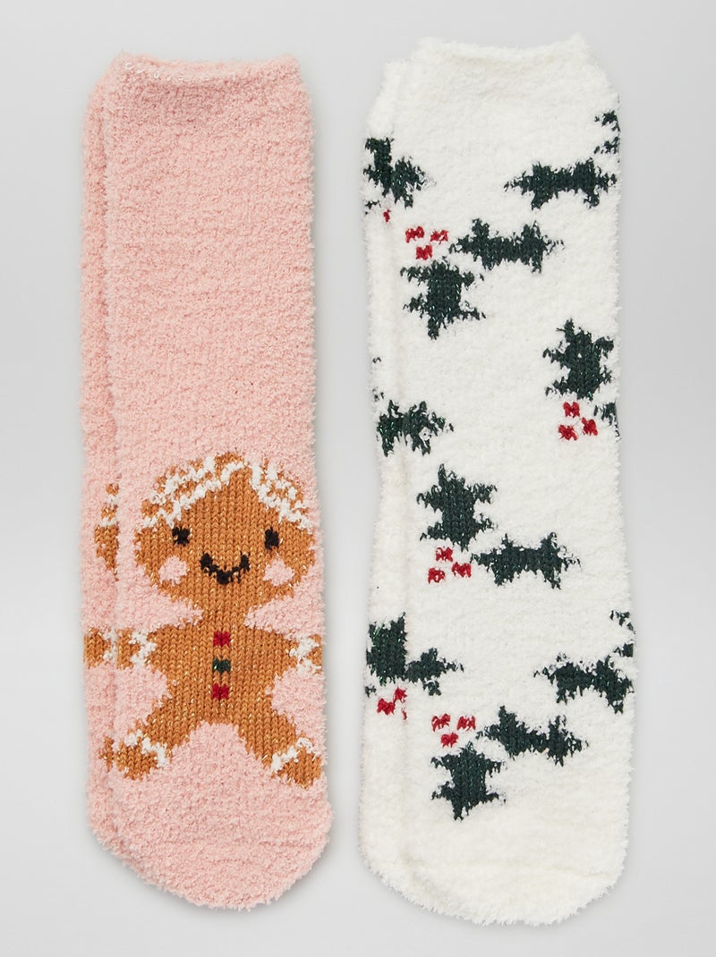 Calzini di Natale effetto montone - Set di 2 rosa/beige - Kiabi