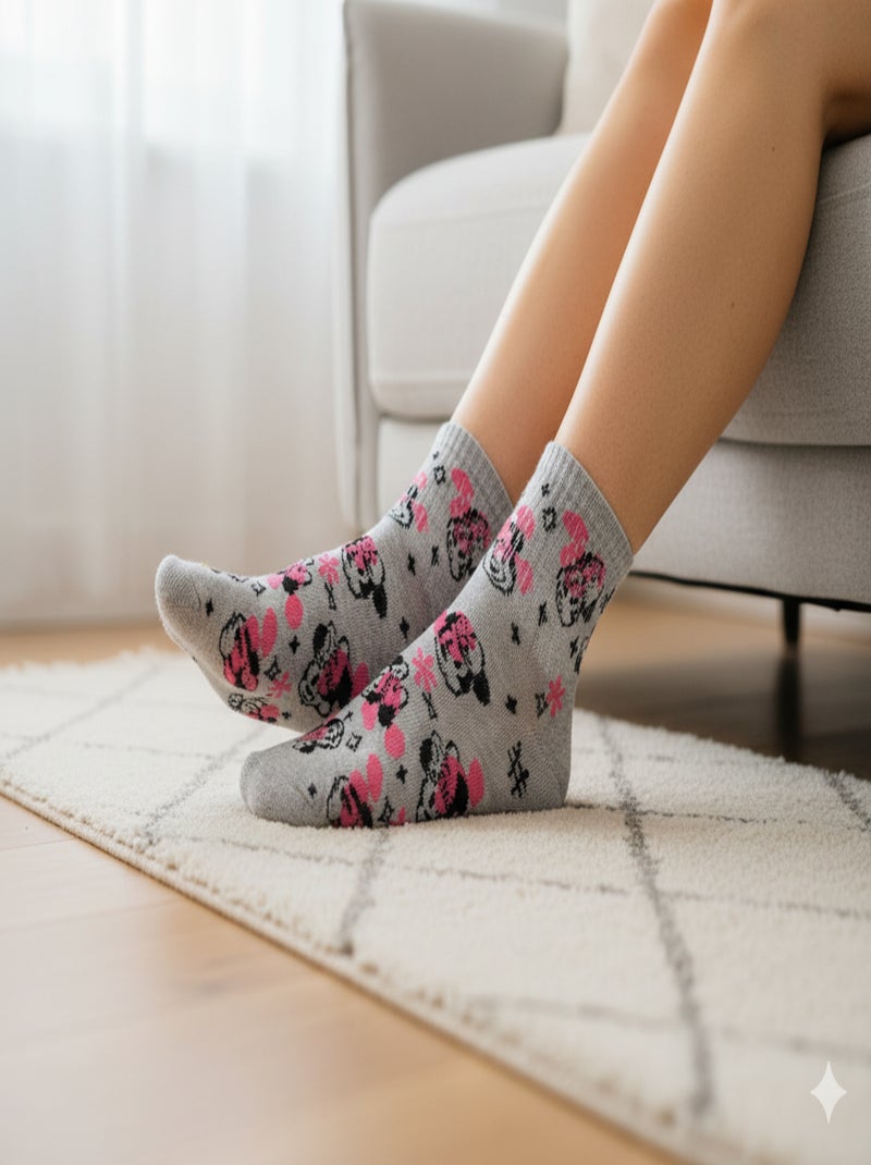 Calzini Donna DISNEY MINNIE Confezione da 6 Paia Grigio rosa bianco - Kiabi