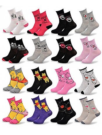 Calzini Donna Disney Winnie Confezione 10 Paia Mix Sorpresa