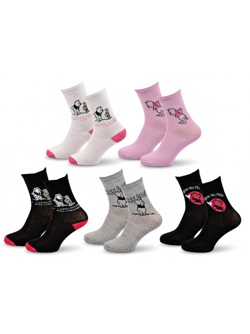Calzini Donna Disney Winnie Confezione da 5 Paia - Kiabi Calzini Donna Disney Winnie Confezione da 5 Paia - Kiabi