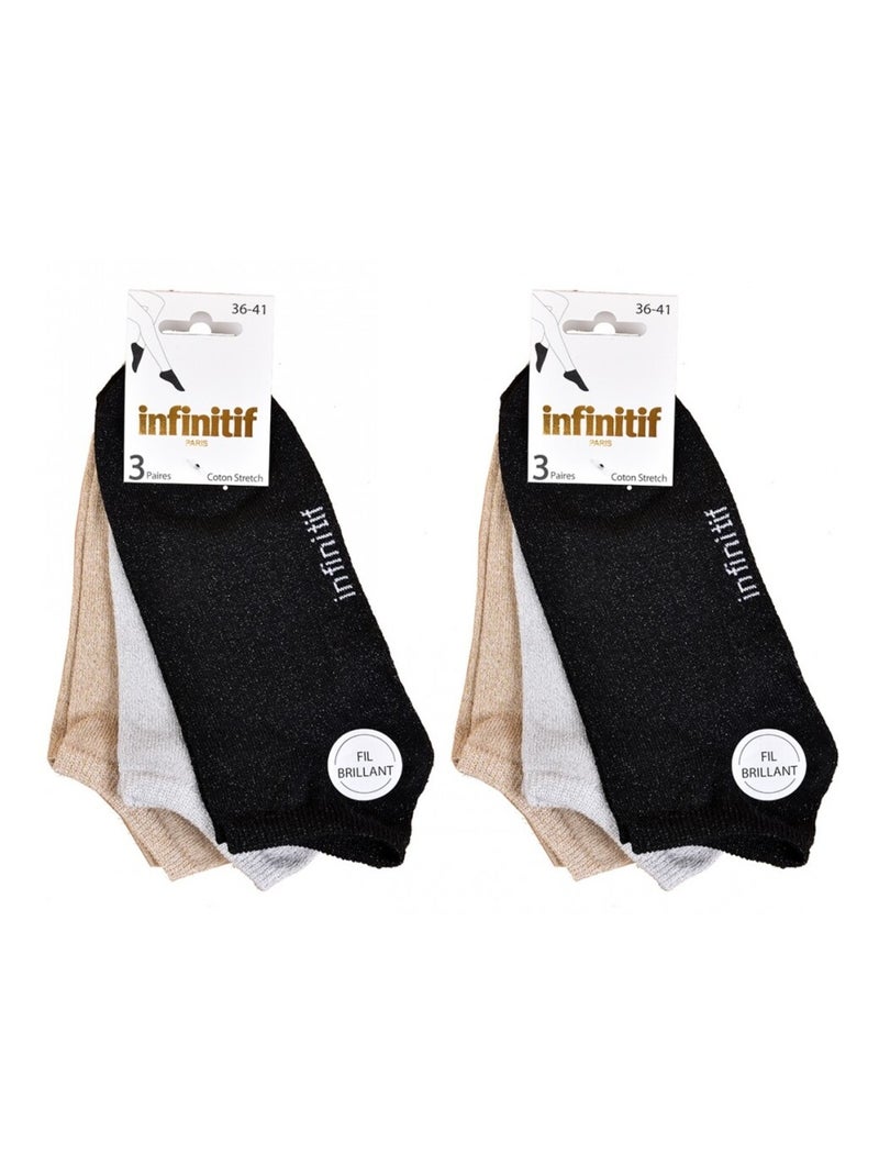 Calzini donna INFINITIF - Confezione da 6 Nero Multicolore Grigio - Kiabi