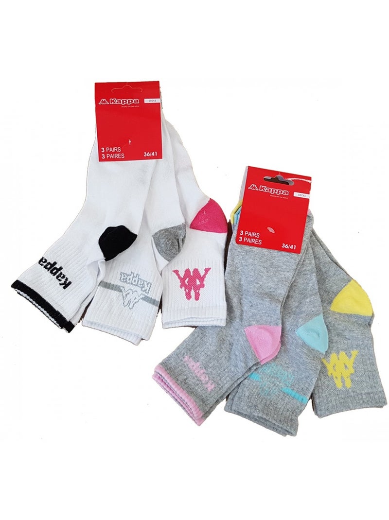 Calzini Donna KAPPA QUARTER - Confezione da 6 Multicolore - Kiabi