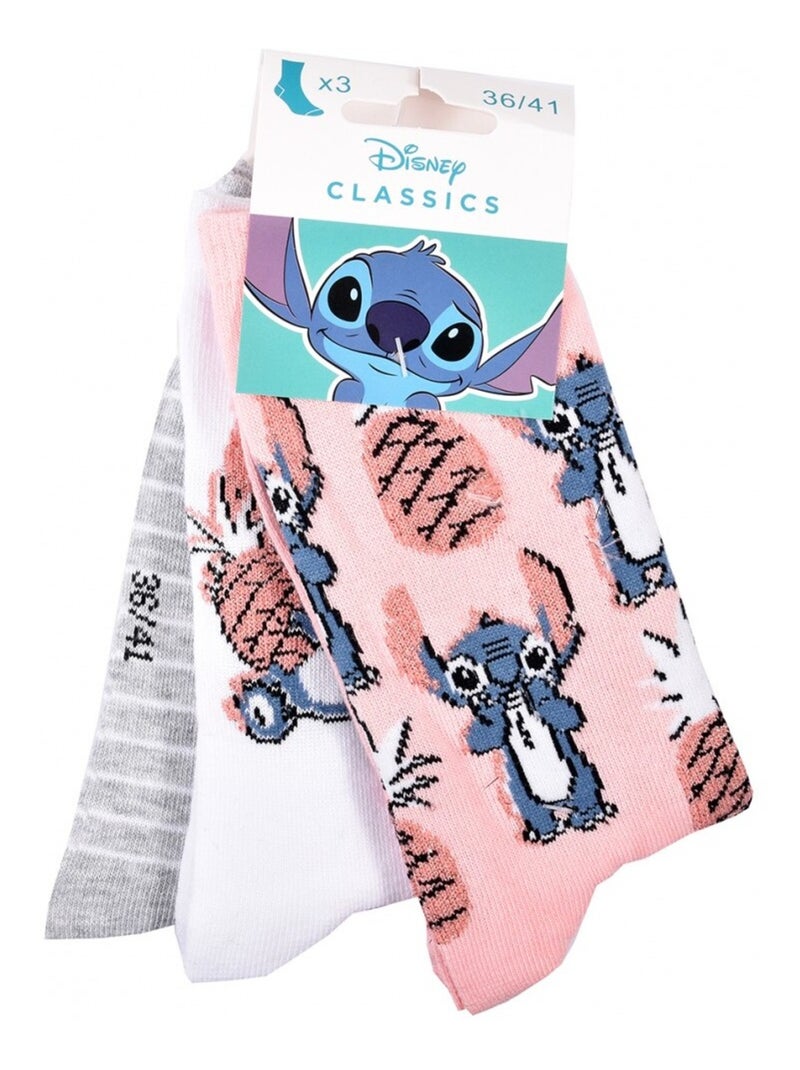 Calzini Donna LILO ET STITCH - Confezione da 3 Grigio rosa bianco - Kiabi