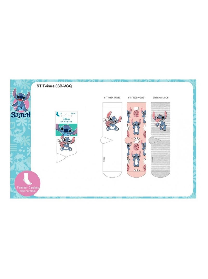 Calzini Donna LILO ET STITCH - Confezione da 3 Grigio rosa bianco - Kiabi