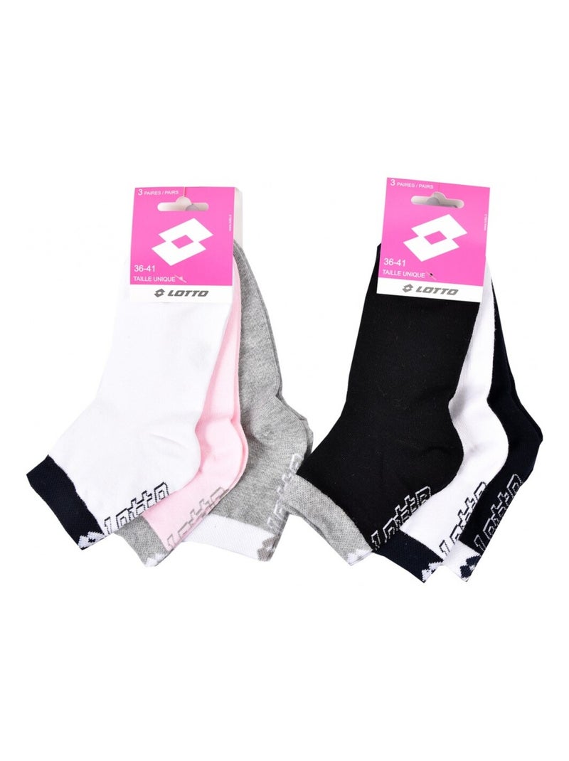 Calzini Donna LOTTO - Confezione da 6 Rosa Nero Bianco Grigio - Kiabi